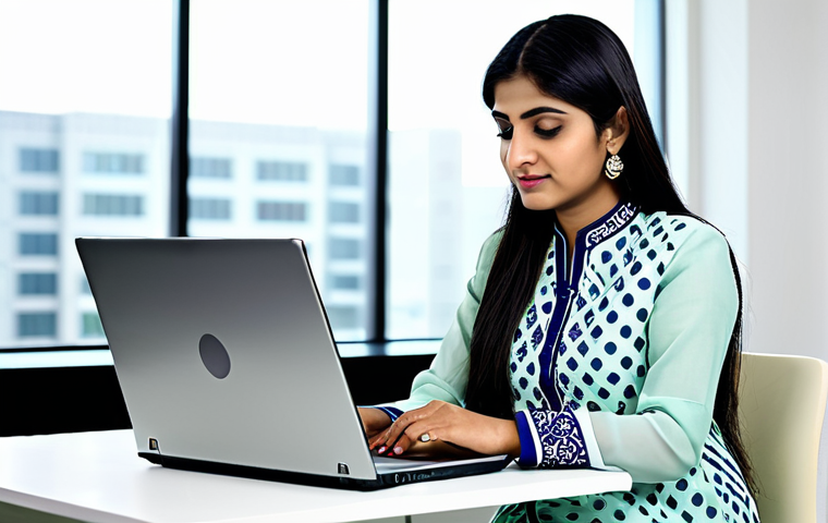 **

"A professional Indian woman, fully clothed in a modest and elegant salwar kameez, working on a laptop in a bright and modern office. Natural lighting, professional environment, safe for work, appropriate content, perfect anatomy, correct proportions, high resolution, detailed features."

**