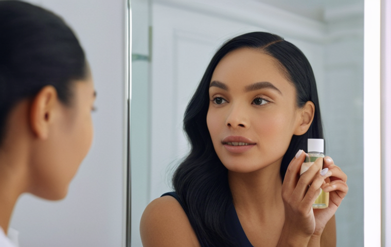 색소침착 제거 방법 - **Prompt:** A serene and radiant young woman (20s-30s), fully clothed in a comfortable, light-colore...