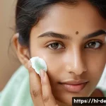 Home 20 피부과 시술 전후 관리 - A serene close-up portrait of a young Indian woman with smooth, glowing skin after a facial treatmen...