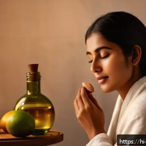 Home 17 피부 트러블 치료법 - A serene, close-up image of a young South Asian woman with glowing, moisturized skin gently massagin...